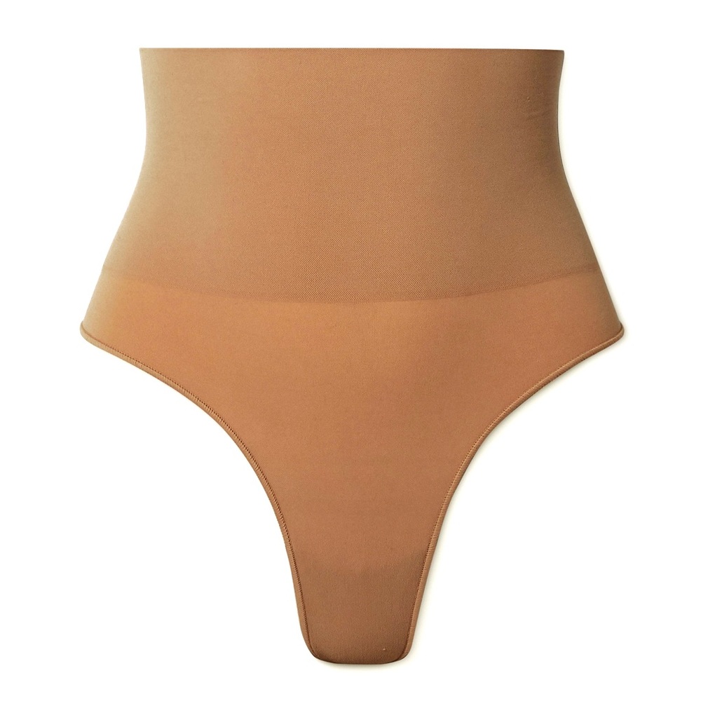 High-Waist Shaping Thong Panty in Camel